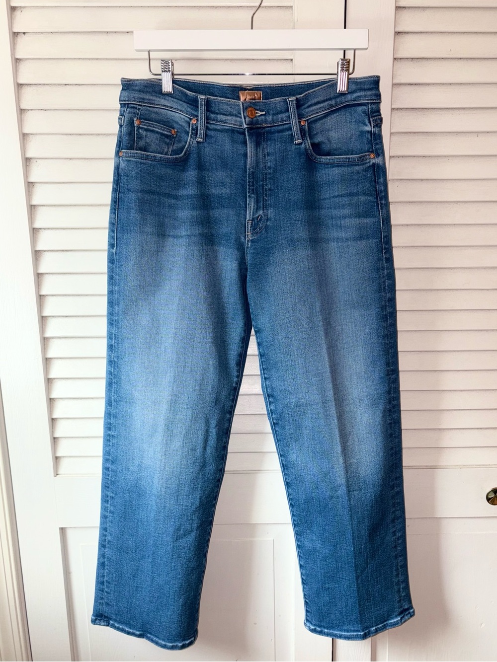 MOTHER The Mid Rise Zip Ankle Jeans Piece By Piece Size 31 Wide Leg Denim - Picture 4 of 9
